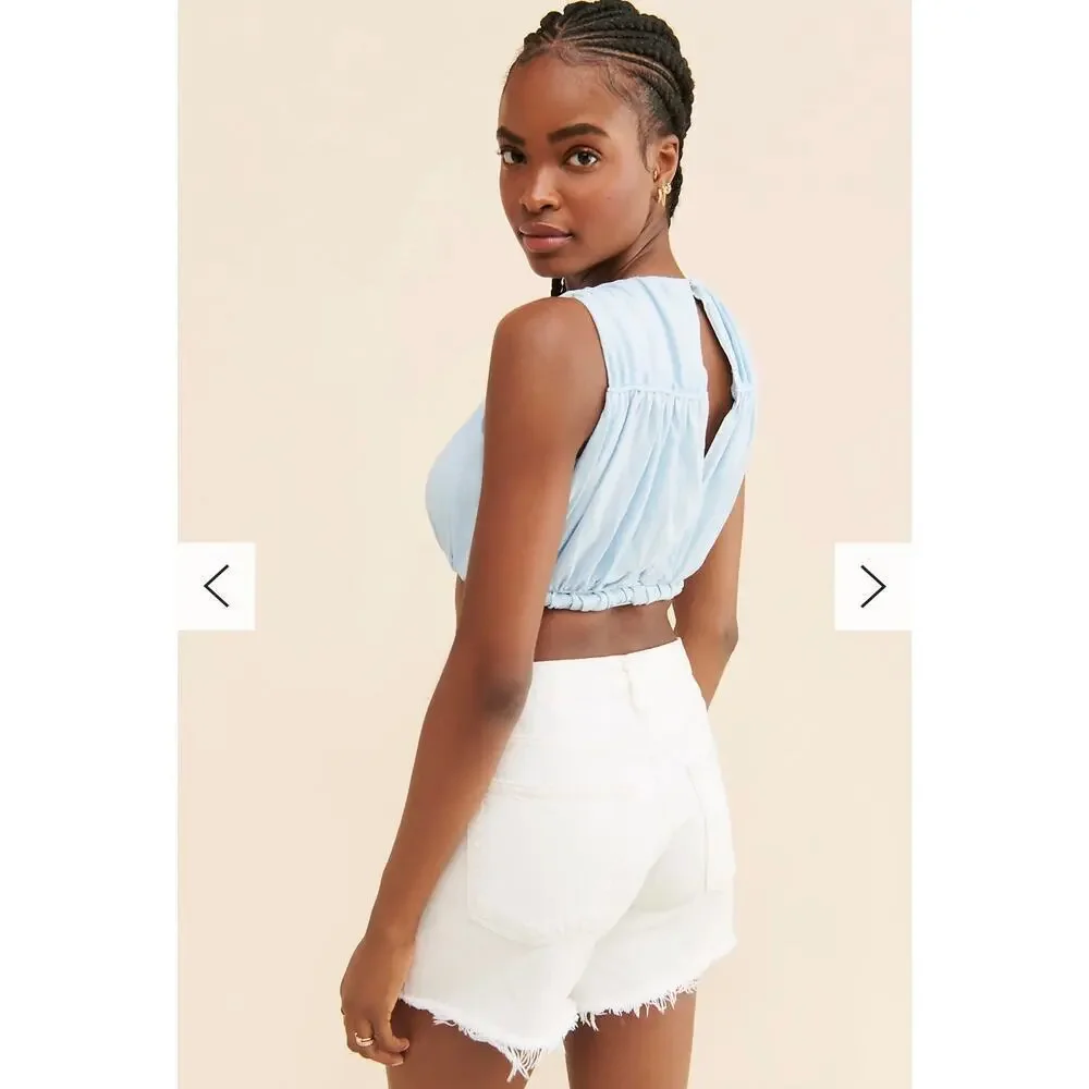 NWT Free People Girl and the Sun Sky Blue Cropped Sleeveless Top